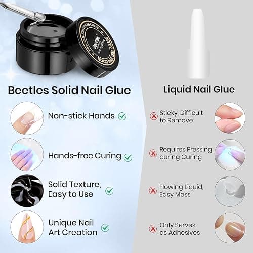 Beetles 30g Solid Nail Glue Gel for Nail Tips Clear Press On Nails, Beginner-Friendly, Hard Gel for Nail Extension & 3D Sculpting Nail Art, UV & LED Cured thumbnail 6