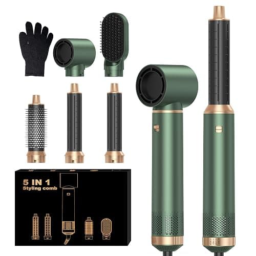 Air Brush 5 en 1 Hair Styler Airbrush 5 en 1 avec Seche Cheveux, Brosse Soufflante, Fer a Boucler, Thermal Brush, Brosse Lissante Seche Cheveux 5 en 1 pour Sécher, Boucler, Lisser - Image 1