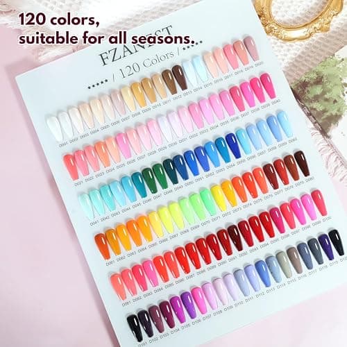 FZANEST Gel Nail Polish Set, 130 Bottles 15ml Full Size Gel Polish Pink Nude Blue Yellow Green Red Colors Kit with Gel Top Base for Nail Salon All Season Nail Gel Soak Off Led UV Nail with Color Chart thumbnail 3