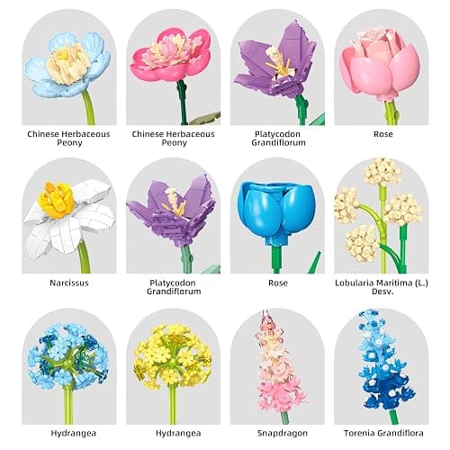 SUNHABI Flower Building Set for Adults Flower Bouquet Botanical Collection Unique Home Décor or Office Décor Great Gift for Her and Him (VASE NOT Included) thumbnail 7