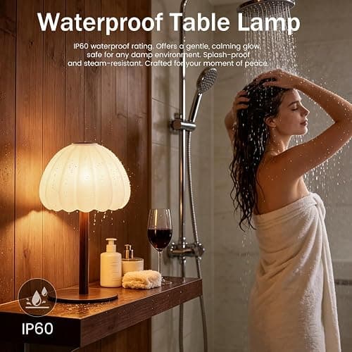 Thlevel Cordless Shower Lamp, IP65 Waterproof Rechargeable Cloud Light, Touch Dimmable Table Lamp with 3000mAh Battery, 4 Modes Color Changing Mood Light for Inside Shower, Bathroom, Bedroom thumbnail 2