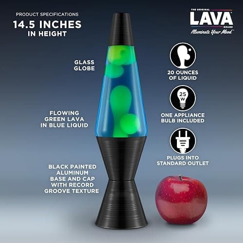 Lava The Original Lamp - 14.5'' Vinyl Record Grooved Base - Classic Liquid Motion Lamp - Yellow and Blue Liquid - Item #2020 (Amazon Exclusive) thumbnail 4