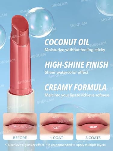 SHEGLAM PoutPerfect Moisturizing Solid Lip Gloss Non Sticky Lipstick with Coconut Oil - Pink Flamingo thumbnail 5