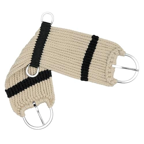 Weaver Equine Rayon 17 Strand Horse Cinch, Anti-Slip Saddle Cinch Girth with Flat Buckle, Western Horse Riding Supplies, ‎Tan/Black thumbnail 4