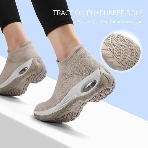 HKR Women's Walking Shoes Arch Support Non Slip Work Shoes Breathable Knit Upper Lightweight for Plantar Fasciitis thumbnail 4