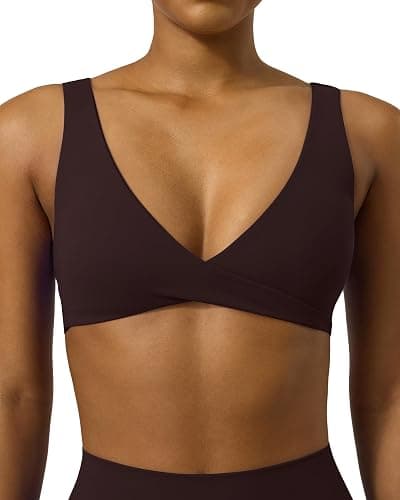 PAVOI ACTIVE Twist Front Sports Bra for Women - Two Ways Customizable Coverage Workout V Plunge Front & Back Bra, FlexFlow - Image 1