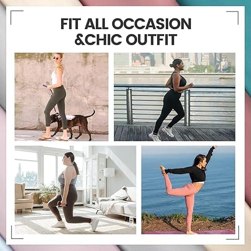 TNNZEET 7 Pack Leggings for Women - High Waisted Yoga Pants with Pockets Black Leggings Women Full Length & Capri thumbnail 5