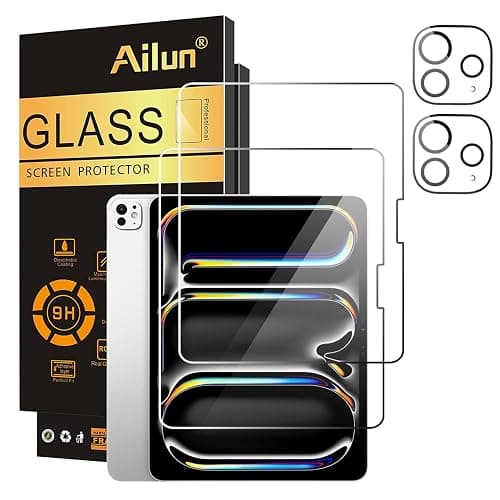 Ailun 2 Pack Screen Protector for iPad Pro 13 Inch 2025/2024 [8th/7th Generation,M5/M4] + 2 Pack Camera Lens Protector,Tempered Glass Case Friendly, Face ID Apple Pencil Compatible 4 Pack - Image 1