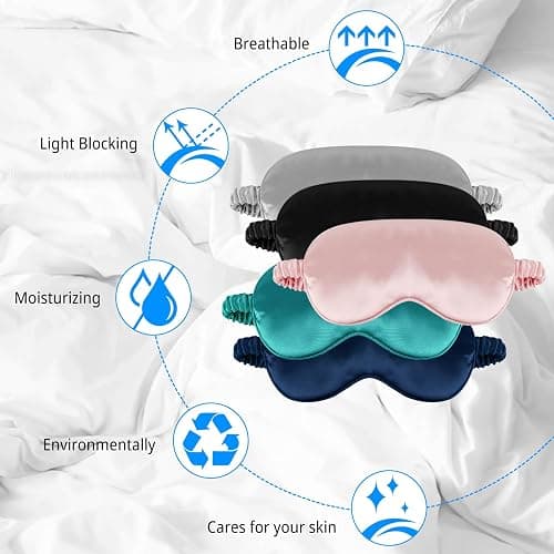 1 Pack Sleep Mask, Silk Eye Mask with Elastic Strap, Breathable Eye Mask for Sleeping,Travel, Girls, Women, Men (Pink) thumbnail 4