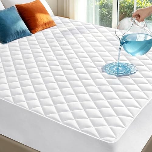 Twin XL Mattress Protector Waterproof Washable Mattress Padded Cover Fitted Extra Long College Dorm Size Bed Protection Noiseless Plastic Bed Pad Deep Pocket Up to 18“ Soft and Breathable(White) | Breathable Mattress Protector Deep Pocket Dirt-Proof TPU for Dorm Hotel Home Hospital, Back to School Bed Cover Noiseless - Image 1