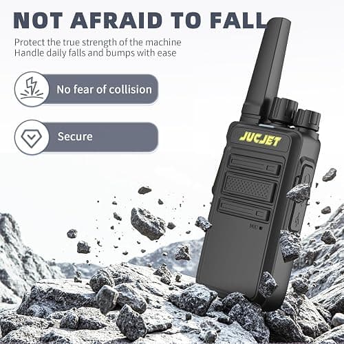 JUCJET V12D Walkie Talkie, Long Range Walkie Talkies with Smart Noise Cancellation&Voice Recognition - Encrypted Communication, Analog Scanning, Wireless Cloning, 446MHz, 16CH(2Pcs Black) thumbnail 6