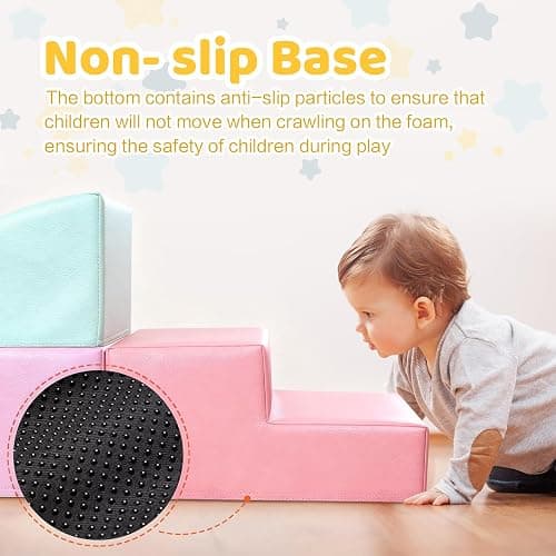 Hoohtoot Foam Climbing Blocks for Toddler: with 4-Piece PU Leather Climbing Toys and a Ball Pit - Foam Ball Pit for Toddlers - Climbing Toys Indoor for Kids Crawling (Purple Climbing Blocks) thumbnail 3