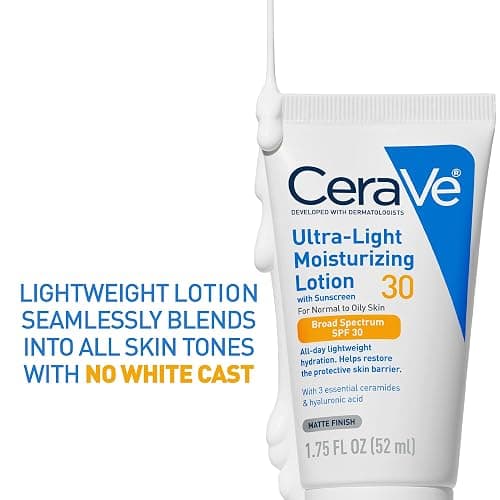 CeraVe Ultra-Light Moisturizing Lotion With SPF 30, Daily Face Moisturizer with SPF, Formulated with Hyaluronic Acid & Ceramides, Broad Spectrum SPF, Oil Free, Matte Finish, 1.7 Ounce thumbnail 2