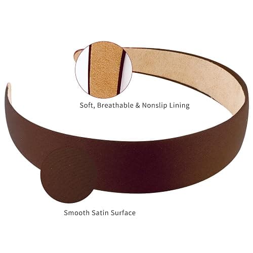 Wecoe Satin Headbands for Women and Girls - 10 Pack 1.3 Inch Wide Non-Slip Fashion Headbands in Neutral Colors, DIY Holiday Hair Accessories thumbnail 4