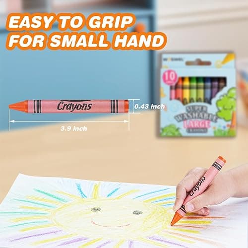 WOSWEL Super Washable Jumbo Crayons Bulk, 24 Pack Crayons with 10 Bright Colors, Non-Toxic Easy-Grip for Toddlers 1-3 & Kids Ages 4-8, Safe Art Supplies for Coloring Books & School Projects thumbnail 3