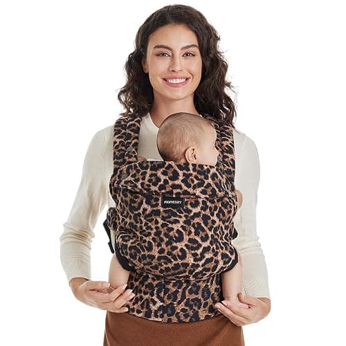Momcozy Baby Carrier - Ergonomic, Cozy and Lightweight Carrier for 7-44lbs, Effortless to Put On, Ideal for Hands-Free Parenting, Enhanced Lumbar Support, Purehug for Infant to Toddler, Leopard - Image 1