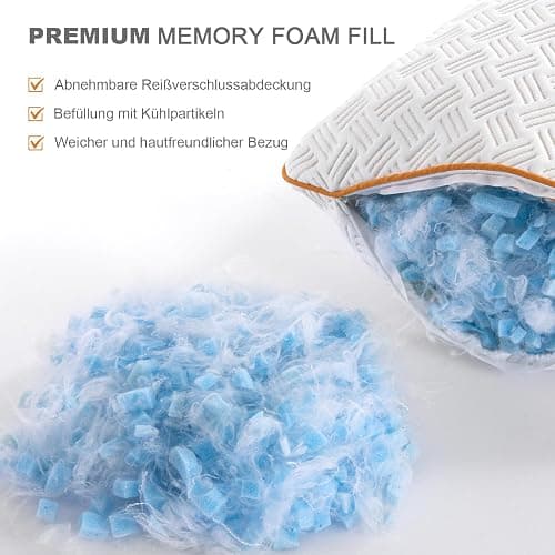 Twirest Kopfkissen 40x80cm（2er Set）, Memory Foam Kissen - gefülltes Schlafkissen, Höhenverstellbares Kopfkissen mit Reißverschluss, Abnehmbarer/Waschbarer Kopfkissenbezug thumbnail 3