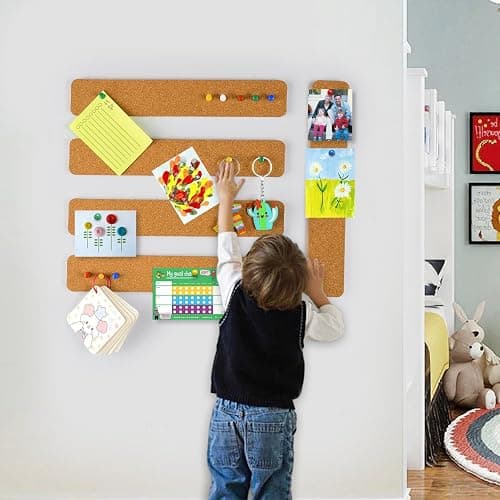 AYZTKUX 5 Pcs Corkboard Strips for Walls, Self-Adhesive Small Cork Board for Walls with 30 Pushpins, Perfect for Home Classroom Office thumbnail 2