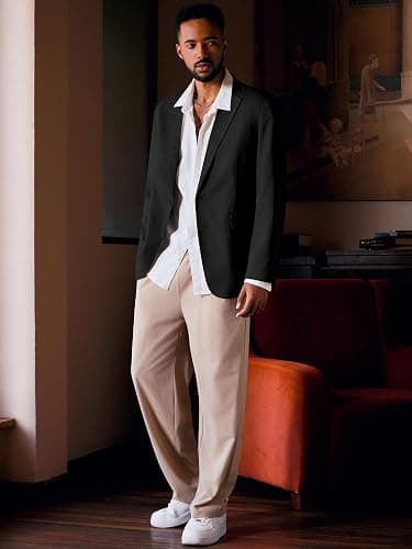 MAGE MALE Men's One Button Suit Jacket Elegant Solid Color Blazers Slim Fit Lightweight Sport Coats Blazer thumbnail 8