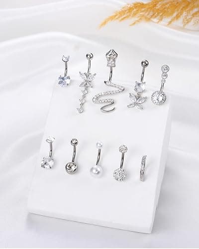 YADOCA 10Pcs 14G Bauchnabelpiercing für Damen Chirurgenstahl Rosa Blau Bauch Piercing CZ Schmetterling Schlange Clicker Nabel Ringe Körper Piercing Schmuck thumbnail 6