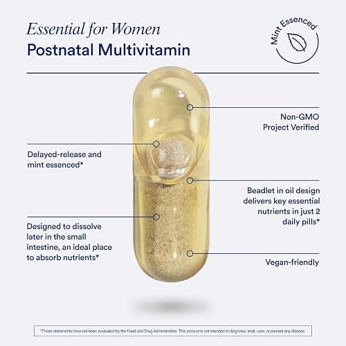Ritual Women's Postnatal Multivitamin - 60 Capsules - 30 Servings | Key Essential Vitamins and Minerals - Support Mom and Baby Postpartum, Throughout Lactation* - Choline, DHA - Vegan - Mint thumbnail 7