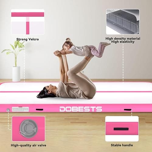DOBESTS Gymnastics Mat Inflatable Tumble Track Tumbling Mat 6.6ft/10ft/13ft/16ft/20ft,for Home Use Training Yoga Cheerleading with Air Pump thumbnail 4
