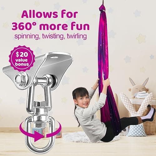 HiCamer Double Layer Sensory Swing for Kids & Adults Holds up to 300lbs Indoor and Outdoor Therapy Cuddle Swing with 360° Swivel Hanger Kit Adjustable with Aspergers Autism ADHD (Galaxy Purple) thumbnail 4