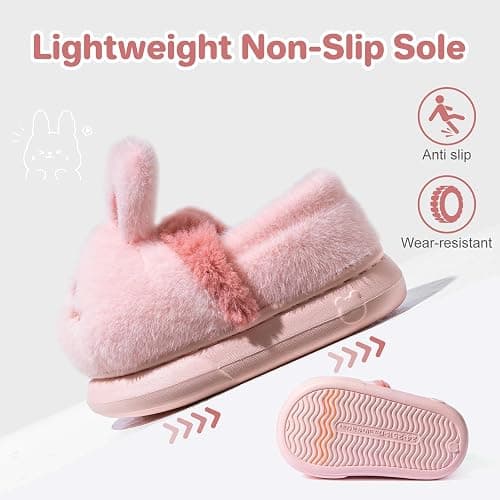 Drecage Toddler Kids Slippers Girls Boys House Shoes Winter Slippers Plush Warm Soft with Cute Cartoon Design Indoor Shoes thumbnail 5