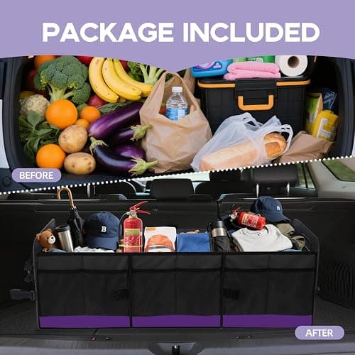 AOPHY Foldable Trunk Organizer for Car SUV Truck 95L | Portable storage with straps. Waterproof and sturdy. Folds flat when not in use. Great for drivers. Purple Car Accessories thumbnail 4