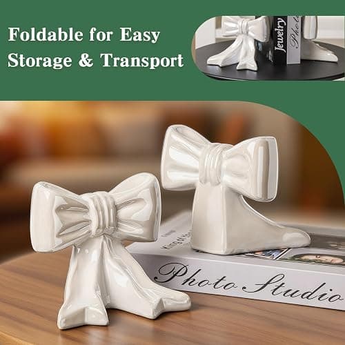 Butterfly Book Ends Set of 2 - White Ceramic Decorative Bookends for Shelves, Cute Butterfly Design, Non-Slip Base, Perfect for Home Library, Office & Kids Room, Decorative & Functional Book Holders thumbnail 5