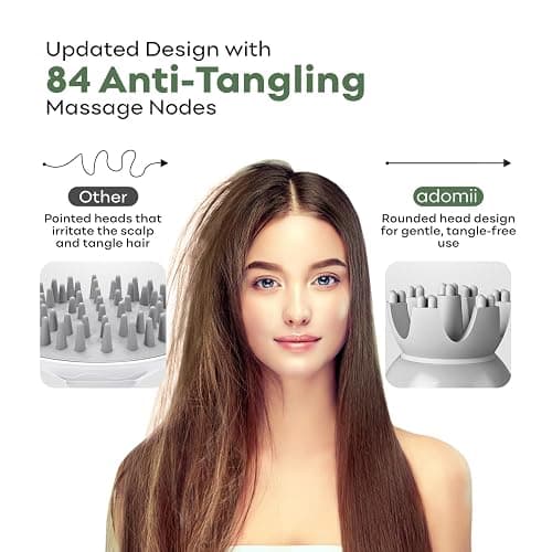 adomii Electric Scalp Massager Cordless, Waterproof Handheld Head Hair Massage Massager, 84 Kneading Nodes & Pet-Friendly Cat Massager- Ideal Gift thumbnail 3