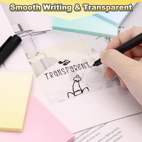 Transparent Glitter Sticky Notes 12 Pack, Sparkly Frosted Gradient 3x3 Inch, High Transparency Glass-Like Adhesive Clear Seee Through Sticky Notes for Women Office School Supplies (600 Sheets) thumbnail 5
