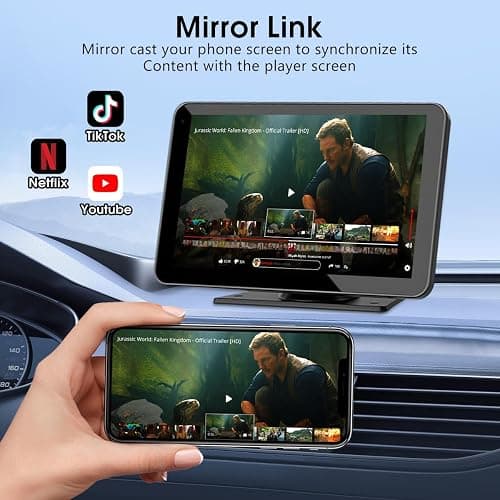 2026 Enhanced Carplay Screen for Car - 7" HD Portable Carplay & Android Auto with Bluetooth, HD Backup Camera, GPS Navigation, Siri, FM Radio, AUX, and Mirror Link – Compatible with All Vehicles thumbnail 3