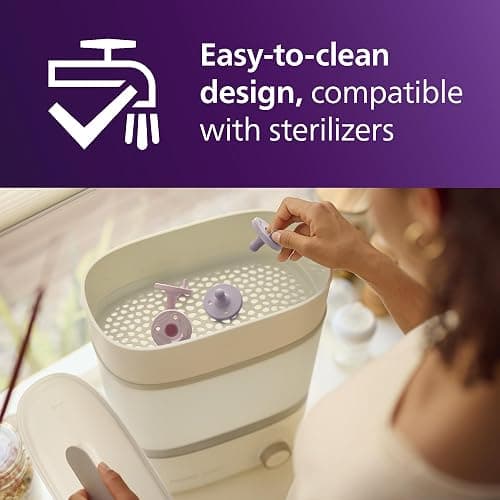Philips Avent Soothie Baby Pacifier for 0-3 Months, BPA-Free, 4-Pack | Supports Natural Suckling, Medical Grade Silicone, Hospital-Grade Sterilization, One-Piece Design, Lilac/Pink, SCF190/70 thumbnail 5
