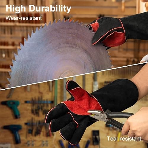 ARCCAPTAIN Leather Forge Welding Gloves, Heat/Fire Resistant 16 inches Gloves for Stick,Mig,Tig,Forge,BBQ,Grill,Fireplace,Wood Stove,Furnace,Oven,Pot thumbnail 7