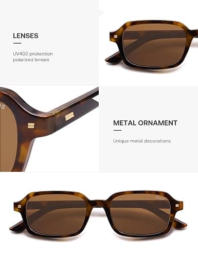 SOJOS Trendy Rectangle Polarized Sunglasses Womens Mens, Small Retro Fashion Thin Slim Square Sunnies SJ2610 thumbnail 4