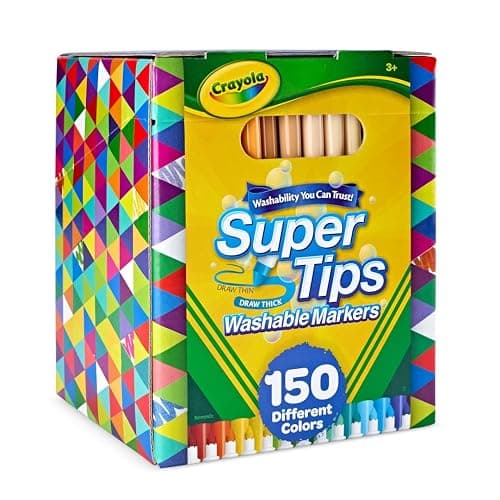 Crayola Super Tips Marker Set (150ct), 2-in-1 Fine Point & Broad Line Markers for Kids, for Kids, Colored Markers for Coloring Books, 3+ thumbnail 4