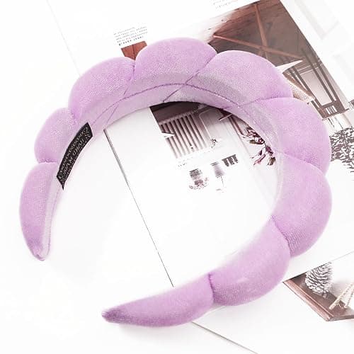 Ayesha Spa Headband for Women Sponge Headband for Washing Face Clouds Soft Hairband Makeup Headbands for Women Girls Shower Makeup Skincare (Purple) thumbnail 5