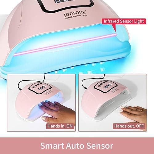 JODSONE U V LED Nail Lamp, Nail Dryer for Gel Polish with Led Light with Automatic Sensor & 4 Timers Pink thumbnail 3