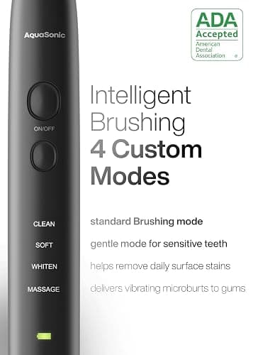 Aquasonic Black Series Ultra Whitening Toothbrush – ADA Accepted Electric Toothbrush- 8 Brush Heads & Travel Case – 40,000 VPM Electric Motor & Wireless Charging - 4 Modes w Smart Timer thumbnail 4