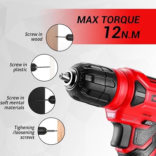 DEKOPRO Drill Set: Tool Set with 8V Red Cordless Drill, Home Tool Kit with Drill, Hand Tool Kits for Women 126 Piece thumbnail 5