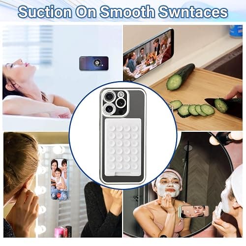 NTidea Magnetic Suction Phone Card Holder Mount for MagSafe, Phone Wallet, Compatible with iPhone MagSafe Case, Hands-Free Mirror Shower Smartphone Holder Accessory for TikTok Videos, Selfies, White thumbnail 4