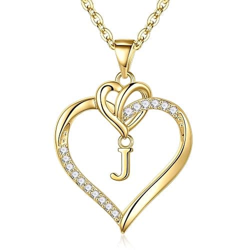 STORUP Mothers Day Gifts - Heart Initial Necklaces for Women Girls Gift, 14K-Gold-Plated Initial A-Z Heart Necklaces for Teen Girl Jewelry Birthday Mothers Day Gifts for Mom Wife Her - Image 1