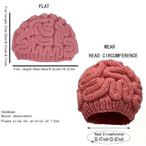 BIBITIME Unisex Handmade Knitted Brain Beanie Cap Halloween Hat thumbnail 4