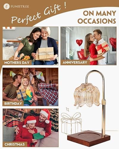 Flower Candle Warmer Lamp with Timer & Dimmer, Adjustable Height Candle Warmer, Gifts for Women Mom Birthday Christmas, House Warming New Home Bedroom Decor, Wax Warmer with 2 Bulbs for Jar Candles thumbnail 6