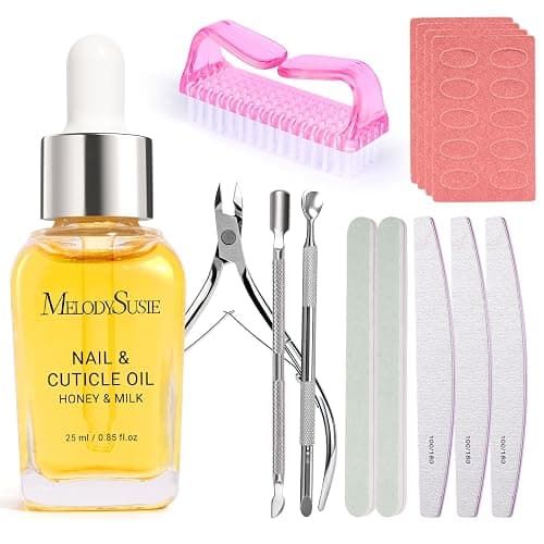 MelodySusie 14PCS Manicure Tools Kit Nail Care Kit with Nail File,Cuticle Trimmer and Pusher,Mini Sandpaper,Nail Brush and Cuticle Oil 25ML - Image 1