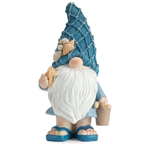Etlemonde Beach Gnomes Statues,Ocean Gnomes,Nautical Themes Decoration,Beach, Gnome Carrying a Bucket - Image 1