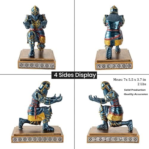 MACLARONX Kneeling Knight Pen Holder with Sword Medieval Warrior Fancy Pencil Stand for Office Desk Home Decor for Men Father Husband Armor Soldier Statue thumbnail 8