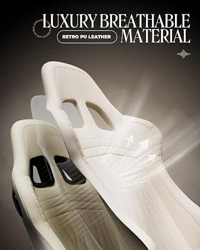 GTPLAYER Gaming Chair for Adults, Ergonomic Computer Game Chairs with Speakers, Footrest & Linkage Armrest, Reclining High Back Silla Gamer for Home Office, Ace Pro, Off-White thumbnail 7