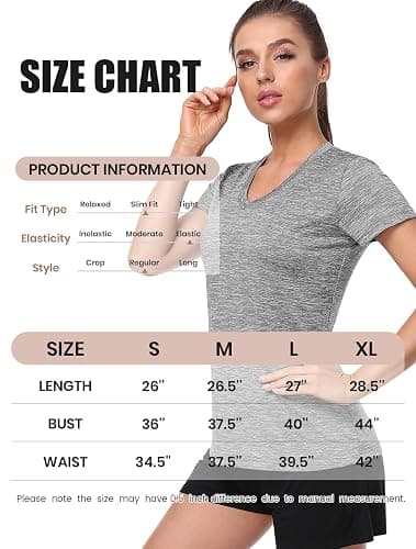 5-Pack Women's Short Sleeve Dry Fit T-Shirt Moisture Wicking Athletic V-Neck Tee thumbnail 3